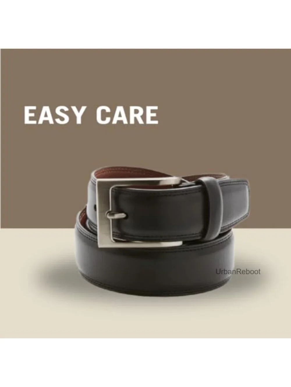 Men's Genuine Leather Belt with Silver Prong Buckle, 1.18